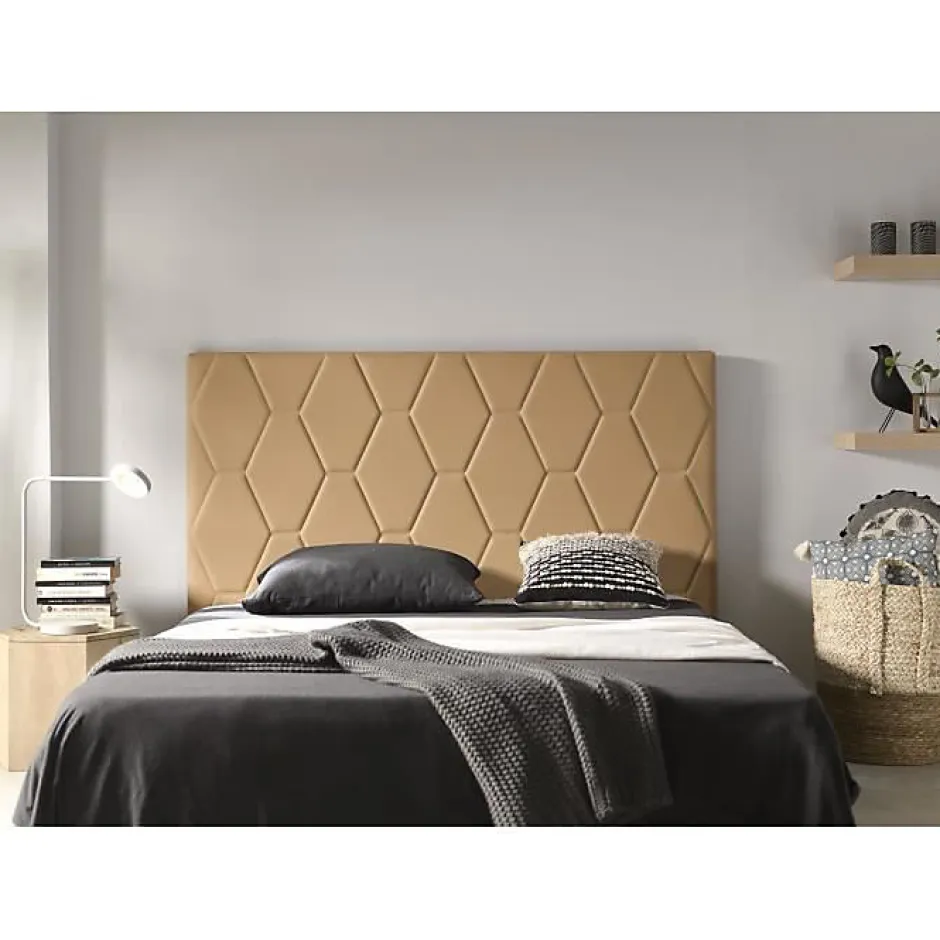 Eccox Tête de lit Agata en similicuir camel pour lit 135 154x115x8.