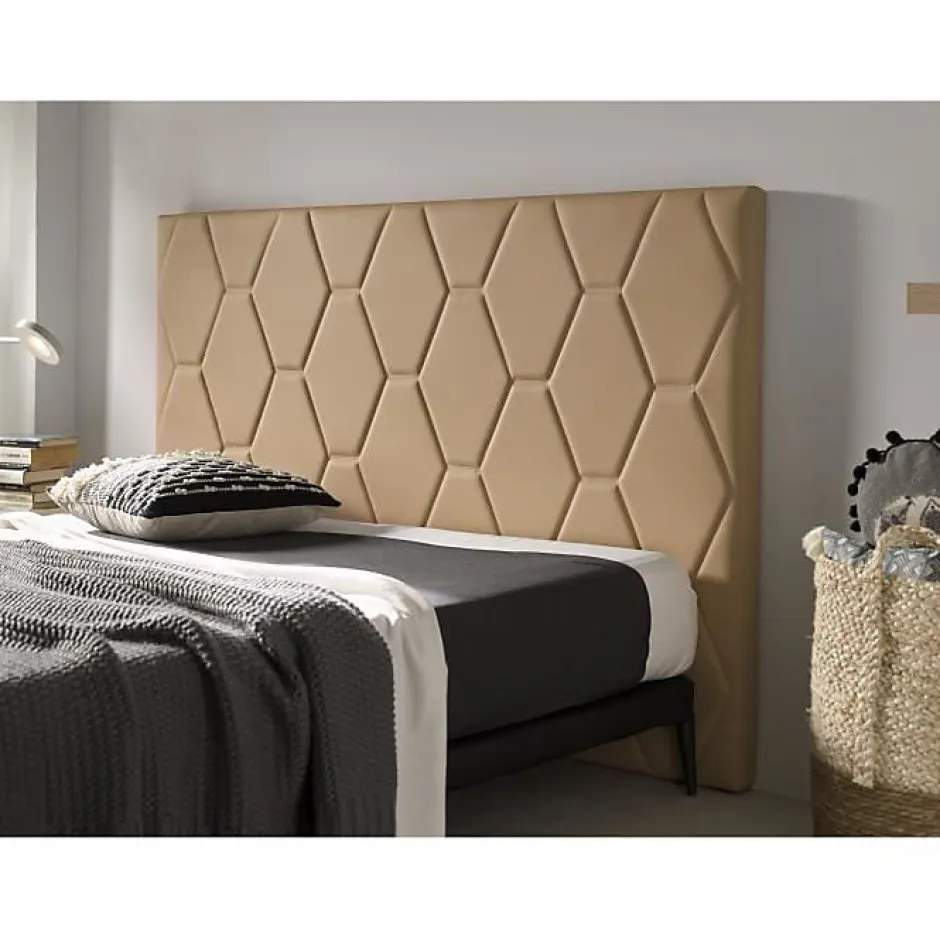 Eccox Tête de lit Agata en similicuir camel pour lit 135 154x115x8.