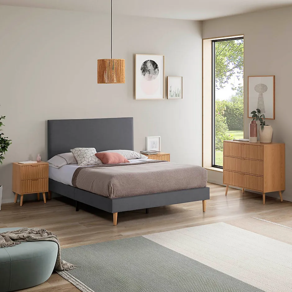 Vs Venta-Stock Tête de lit Aura recouverte de tissu Gris Foncé 90x60 cm