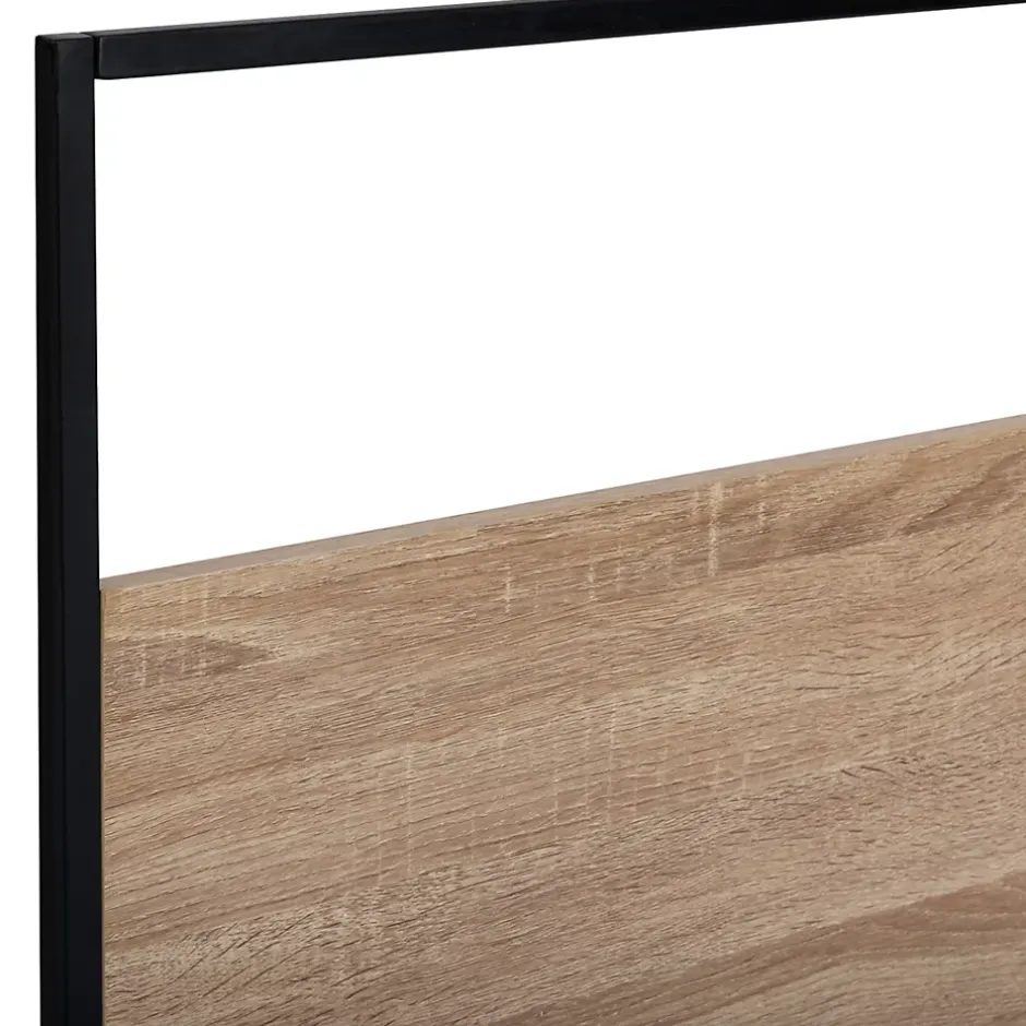 IDMarket Tête de lit avec fixations murales DETROIT 145 cm bois et métal noir design industriel Sale