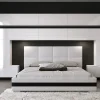 Azura Home Design Tête de lit avec rangement Armoire - pont de lit PANAMA 5/HG/W/2-1C blanc/blanc brillant 300x214x35cm