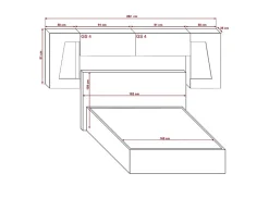 Azura Home Design Tête de lit avec rangement Armoire - pont de lit PANAMA 10/HG/W/1-1A blanc/blanc brillant 282x91x35cm Discount
