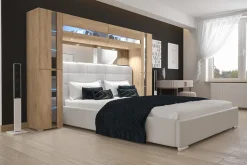 Azura Home Design Tête de lit avec rangement Armoire - pont de lit PANAMA 14/M/S/5-1A chêne sonoma 256x184x35cm