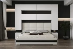 Azura Home Design Tête de lit avec rangement Armoire - pont de lit PANAMA 4/M/W/3-1A blanc 256x223x35cm