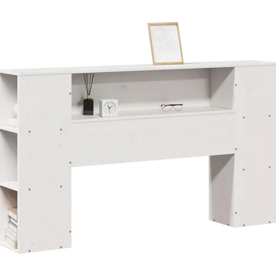 Vidaxl Tête de lit avec rangement blanc 160 cm bois massif de pin Outlet