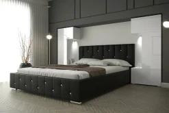 Azura Home Design Tête de lit avec rangement Armoire - pont de lit PANAMA 3/21W/HG2 blanc/blanc brillant 282-322x159x35cm Online