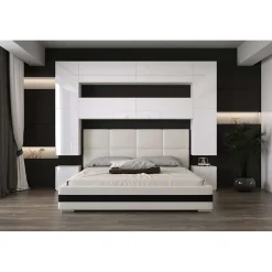 Azura Home Design Tête de lit avec rangement Armoire - pont de lit PANAMA 4/HG/W/2-1B blanc/blanc brillant 240x223x35cm