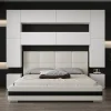 Azura Home Design Tête de lit avec rangement Armoire - pont de lit PANAMA 4/M/W/3-1B blanc 240x223x35cm