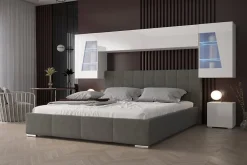 Azura Home Design Tête de lit avec rangement Armoire - pont de lit PANAMA 11/HG/W/1-1A blanc/blanc brillant 266x91x35cm