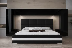 Azura Home Design Tête de lit avec rangement Armoire - pont de lit PANAMA 6/21B/HG1-1A noir/noir brillant 323x167x35cm
