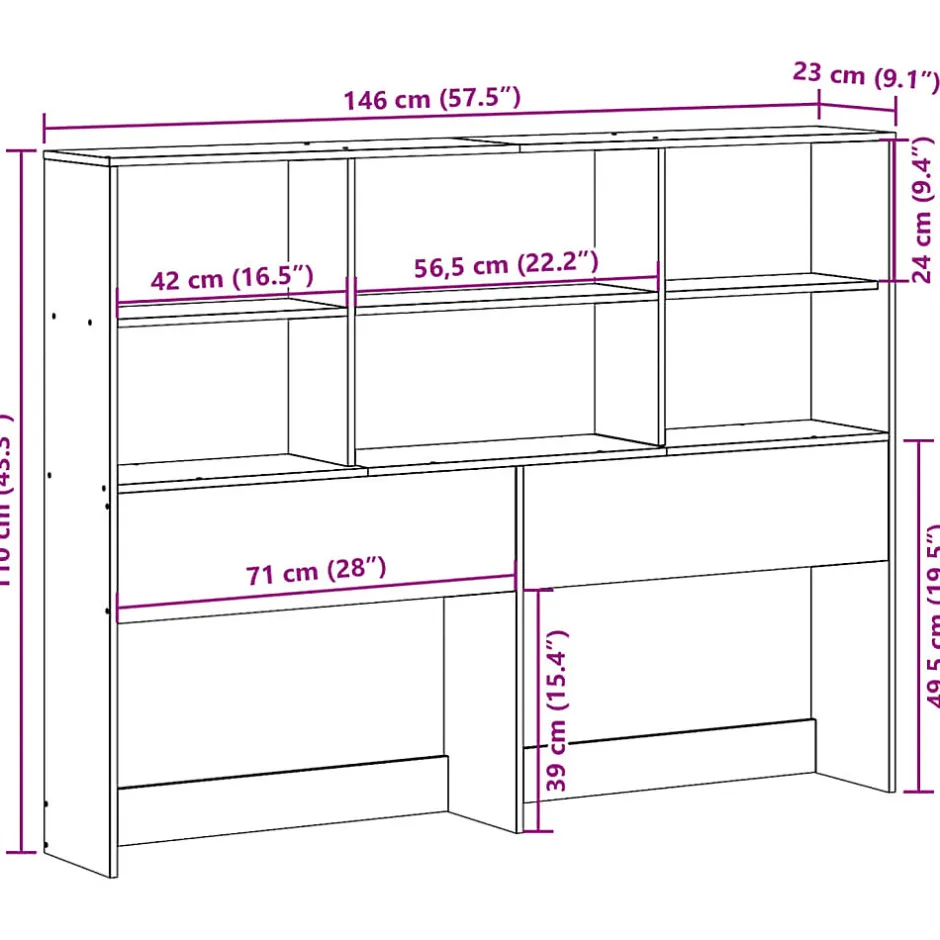 Vidaxl Tête de lit avec rangement blanc 140 cm bois massif de pin