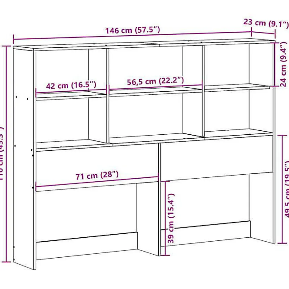 Vidaxl Tête de lit avec rangement blanc 140 cm bois massif de pin