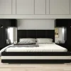 Azura Home Design Tête de lit avec rangement Armoire - pont de lit PANAMA 1/21B/HG1 noir/noir brillant 345-385x159cm New