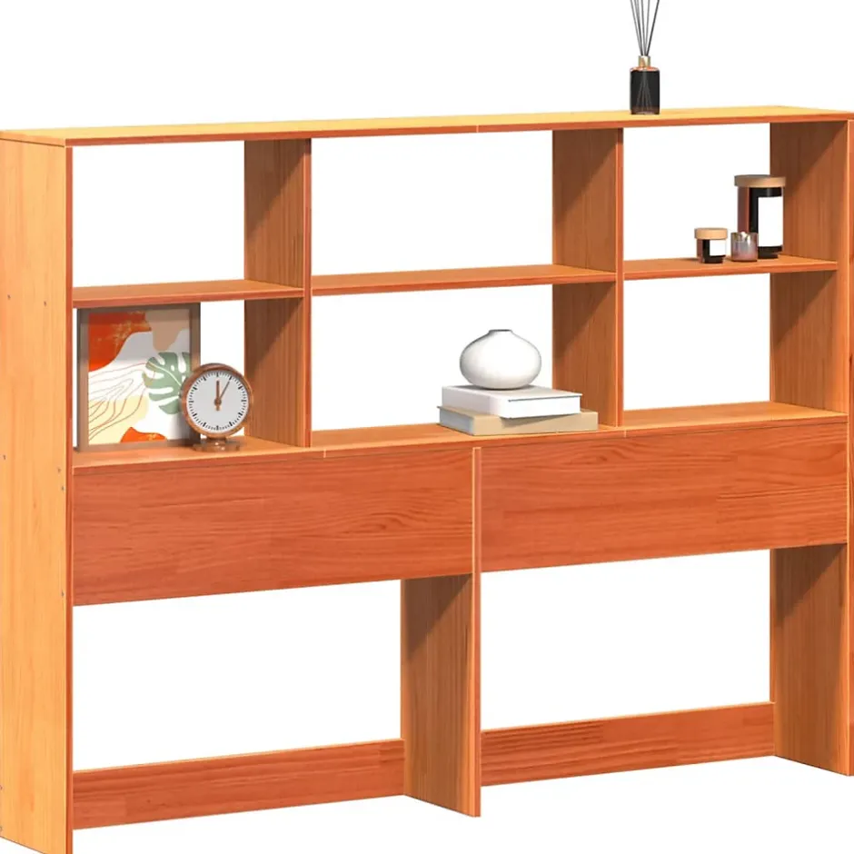 Vidaxl Tête de lit avec rangement cire marron 160cm bois massif de pin Online