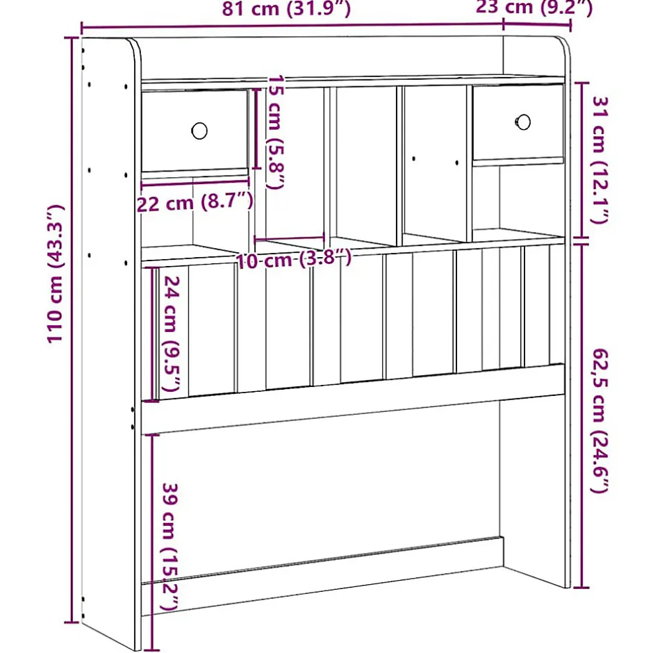 Vidaxl Tête de lit avec rangement 75 cm bois massif de pin