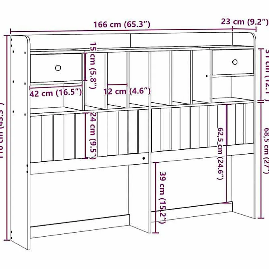Vidaxl Tête de lit avec rangement 75 cm bois massif de pin