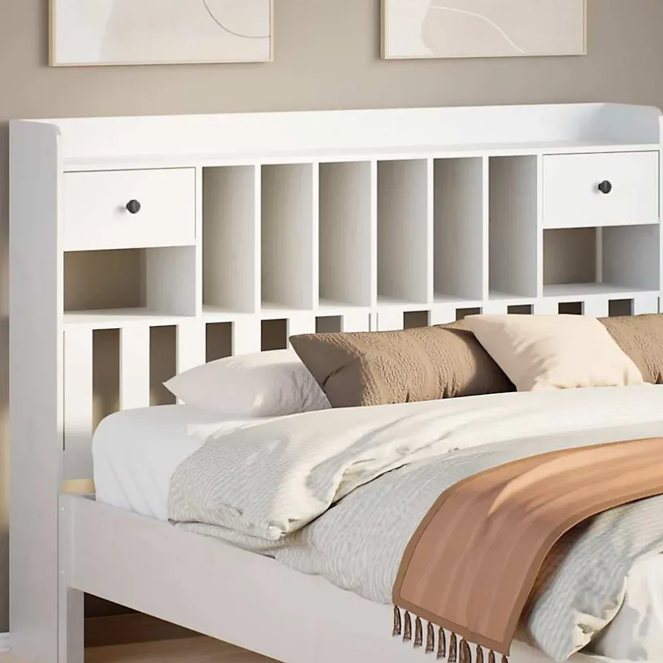 Vidaxl Tête de lit avec rangement blanc 160 cm bois massif de pin