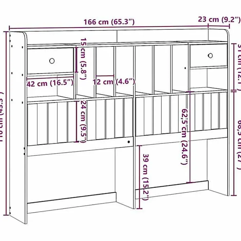 Vidaxl Tête de lit avec rangement blanc 160 cm bois massif de pin