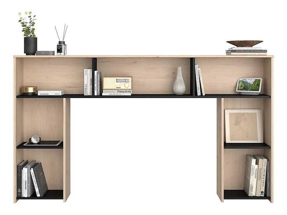 Vente-unique Tête de lit avec rangements 140 cm - Coloris : Naturel et noir - KINSELIA