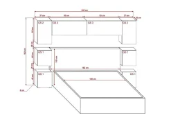 Azura Home Design Tête de lit avec rangement Armoire - pont de lit PANAMA 13/HG/W/2-1B blanc/blanc brillant 240x182x35cm
