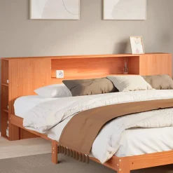Vidaxl Tête de lit avec rangement cire marron 200cm bois massif de pin