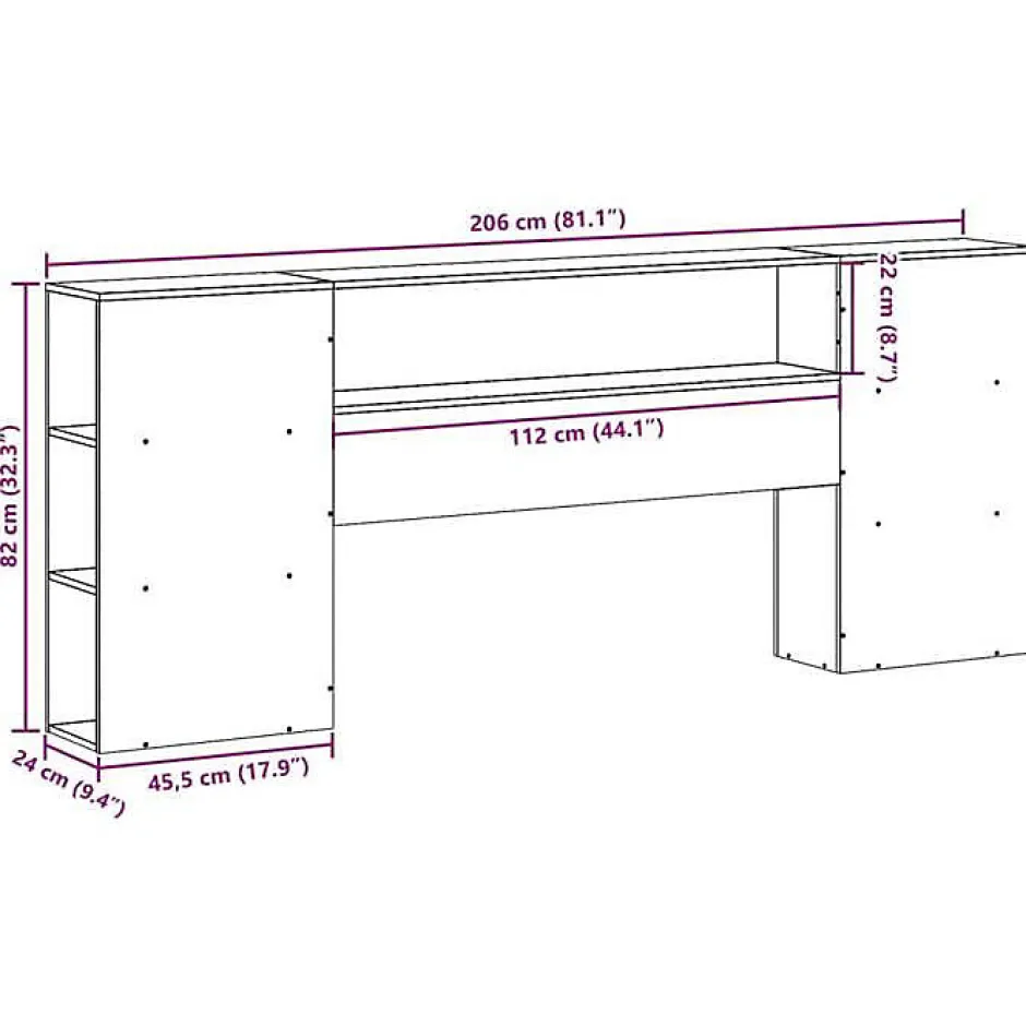 Vidaxl Tête de lit avec rangement cire marron 200cm bois massif de pin