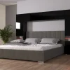 Azura Home Design Tête de lit avec rangement Armoire - pont de lit PANAMA 12/HG/B/1-1A noir/noir brillant 256x184x35cm