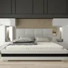 Azura Home Design Tête de lit avec rangement Armoire - pont de lit PANAMA 1/21W/HG2 blanc/blanc brillant 345-385x159cm