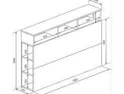 Vente-unique Tête de lit avec rangements NASTIA - 160 cm - Blanc et chêne