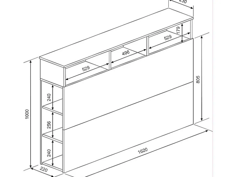Vente-unique Tête de lit avec rangements NASTIA - 160 cm - Blanc et chêne