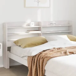 Vidaxl Tête de lit avec étagères blanc 160 cm bois massif de pin