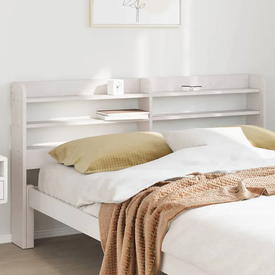 Vidaxl Tête de lit avec étagères blanc 160 cm bois massif de pin
