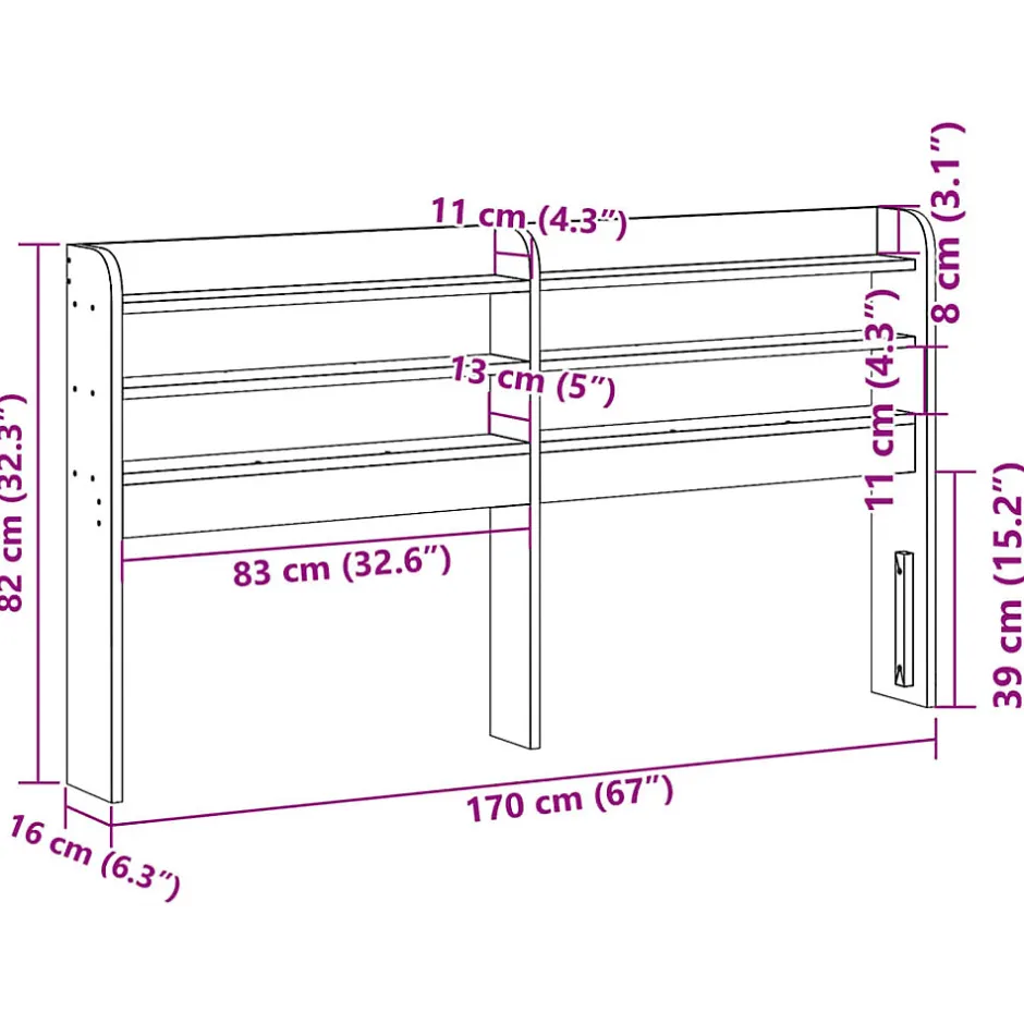 Vidaxl Tête de lit avec étagères blanc 160 cm bois massif de pin