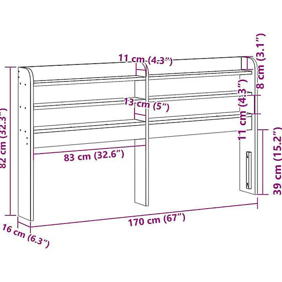 Vidaxl Tête de lit avec étagères blanc 160 cm bois massif de pin