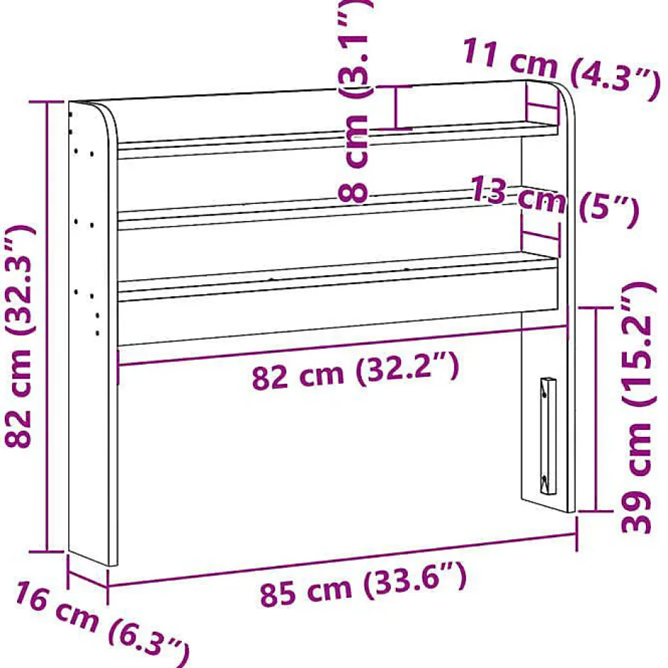 Vidaxl Tête de lit avec étagères marron cire 75 cm bois massif de pin