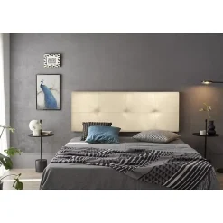 Eccox Tête de lit Cala en similicuir beige 90