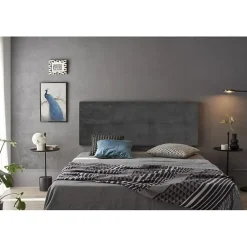 Eccox Tête de lit Cala en tissu gris 190