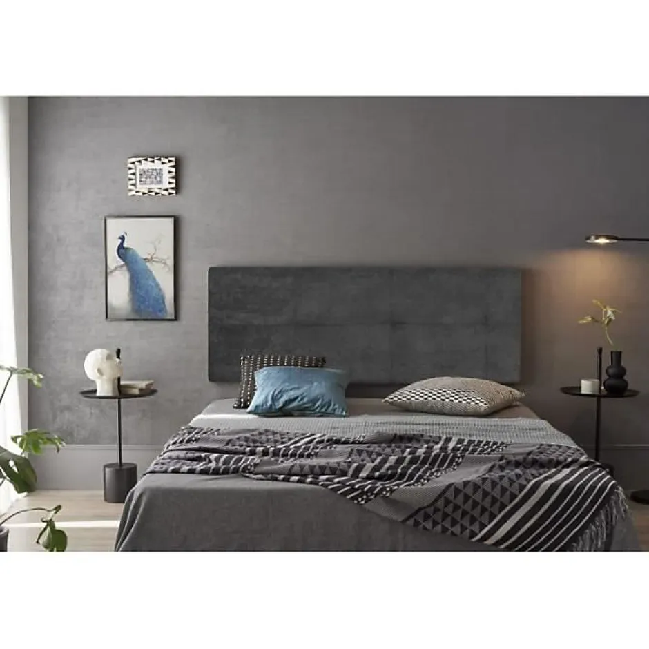 Eccox Tête de lit Cala en tissu gris 220