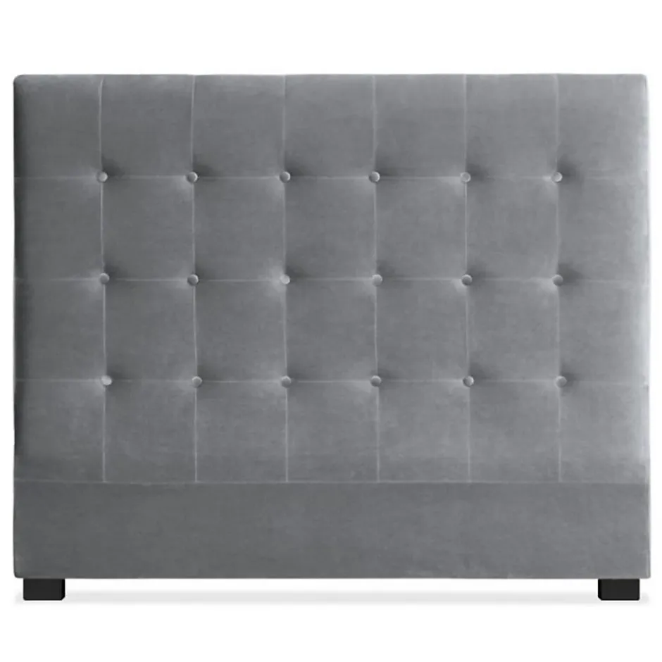 Paris Prix Tête de Lit Capitonnée en Velours "Amor" 160cm Argent Outlet