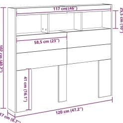 Vidaxl Tête de lit Chêne artisanal 120 x 17 x 102 cm Bois d'ingénierie