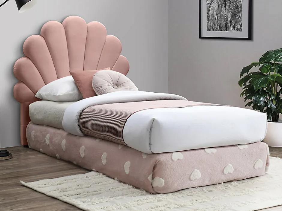 Vente-unique Tête de lit coquillage - 90 cm - Velours - Rose - MOANA