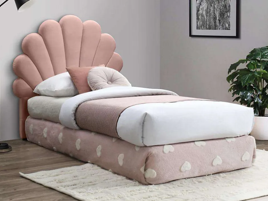 Vente-unique Tête de lit coquillage - 90 cm - Velours - Rose - MOANA