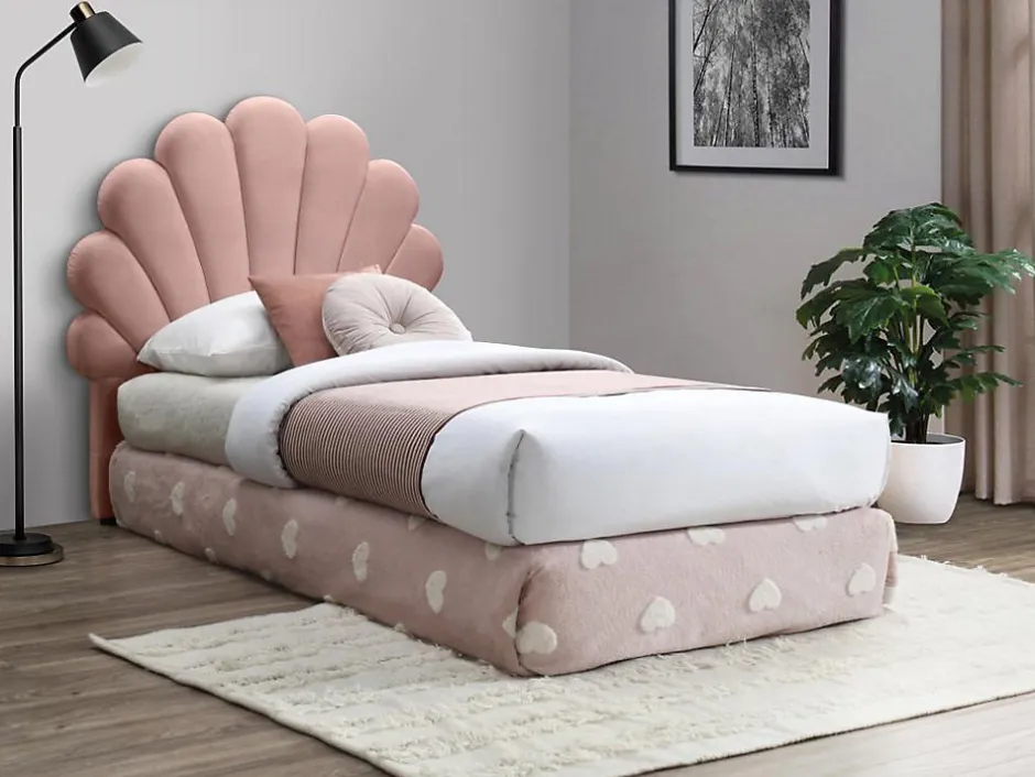 Vente-unique Tête de lit coquillage - 90 cm - Velours - Rose - MOANA