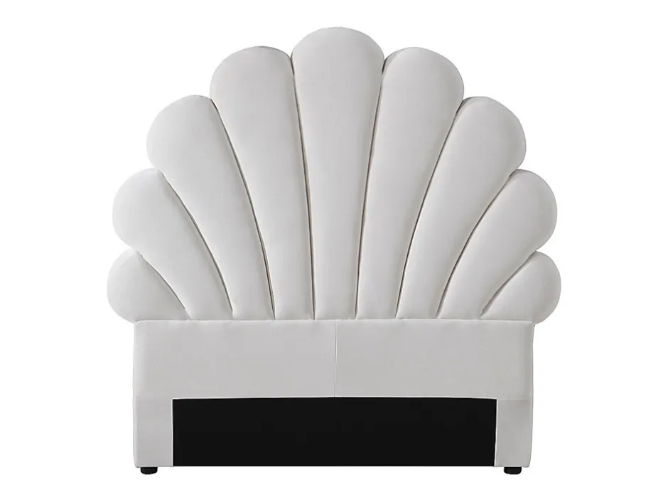 Vente-unique Tête de lit coquillage - 90 cm - Velours - Blanc - MOANA