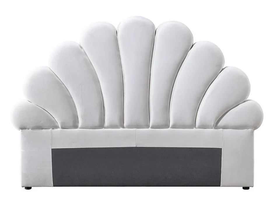 Vente-unique Tête de lit coquillage - 140 cm - Velours - Blanc - MOANA