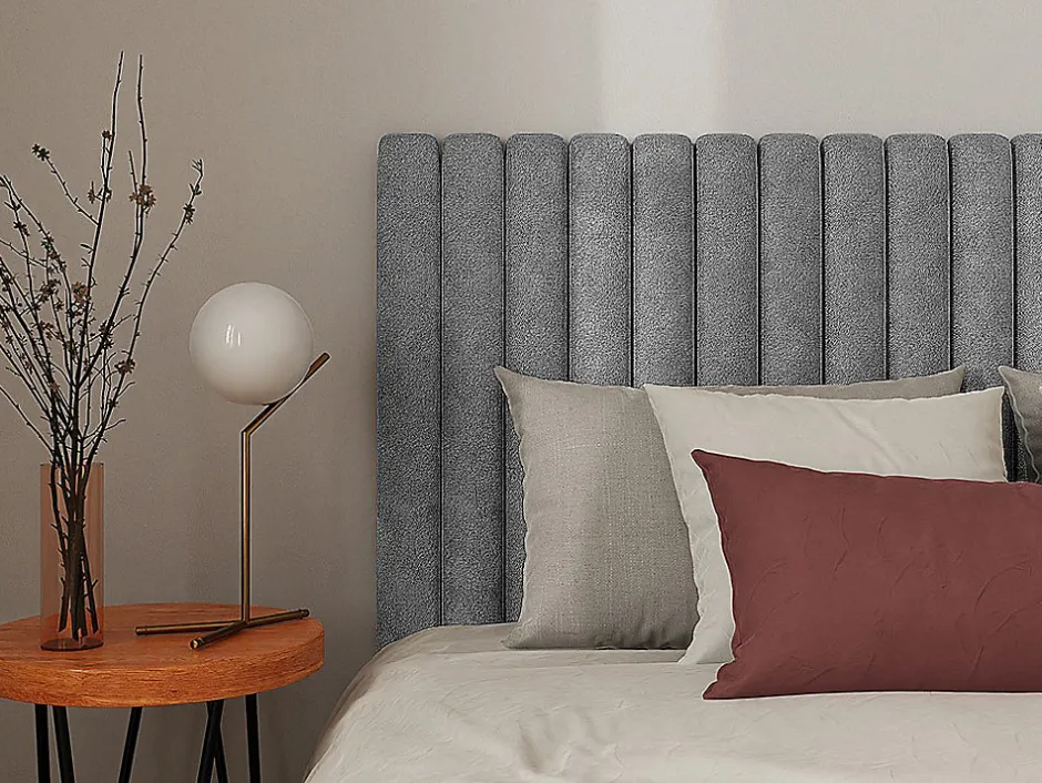 Vente-unique Tête de lit coutures verticales - 170 cm - Tissu - Gris- SARAH