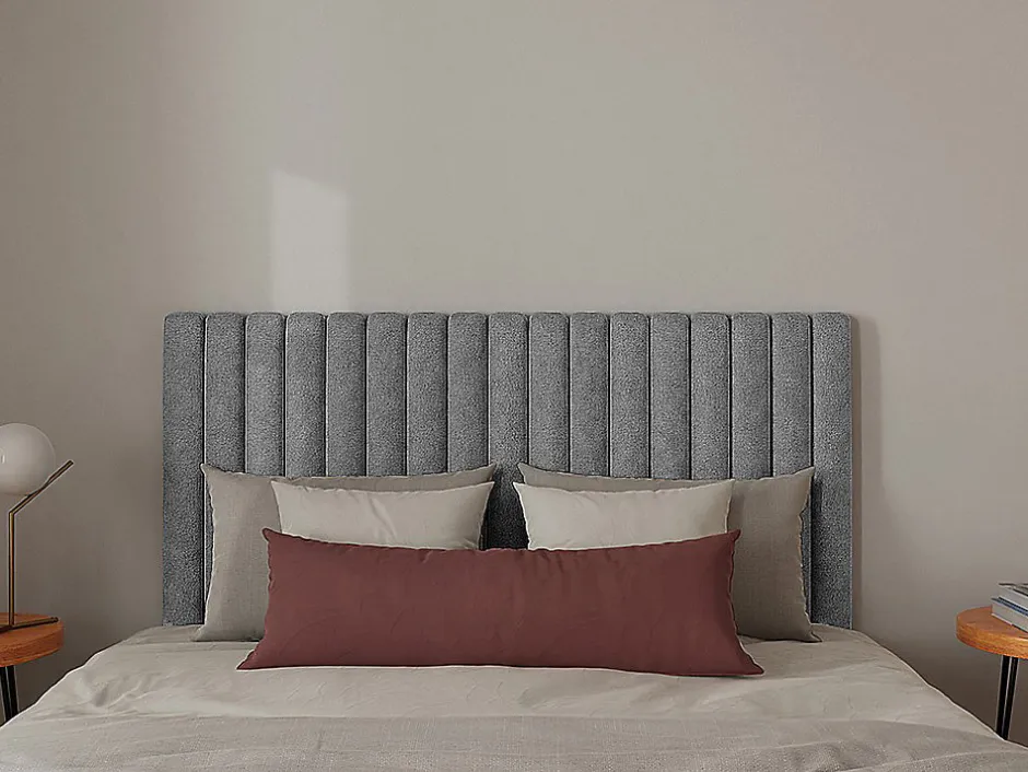 Vente-unique Tête de lit coutures verticales - 170 cm - Tissu - Gris- SARAH