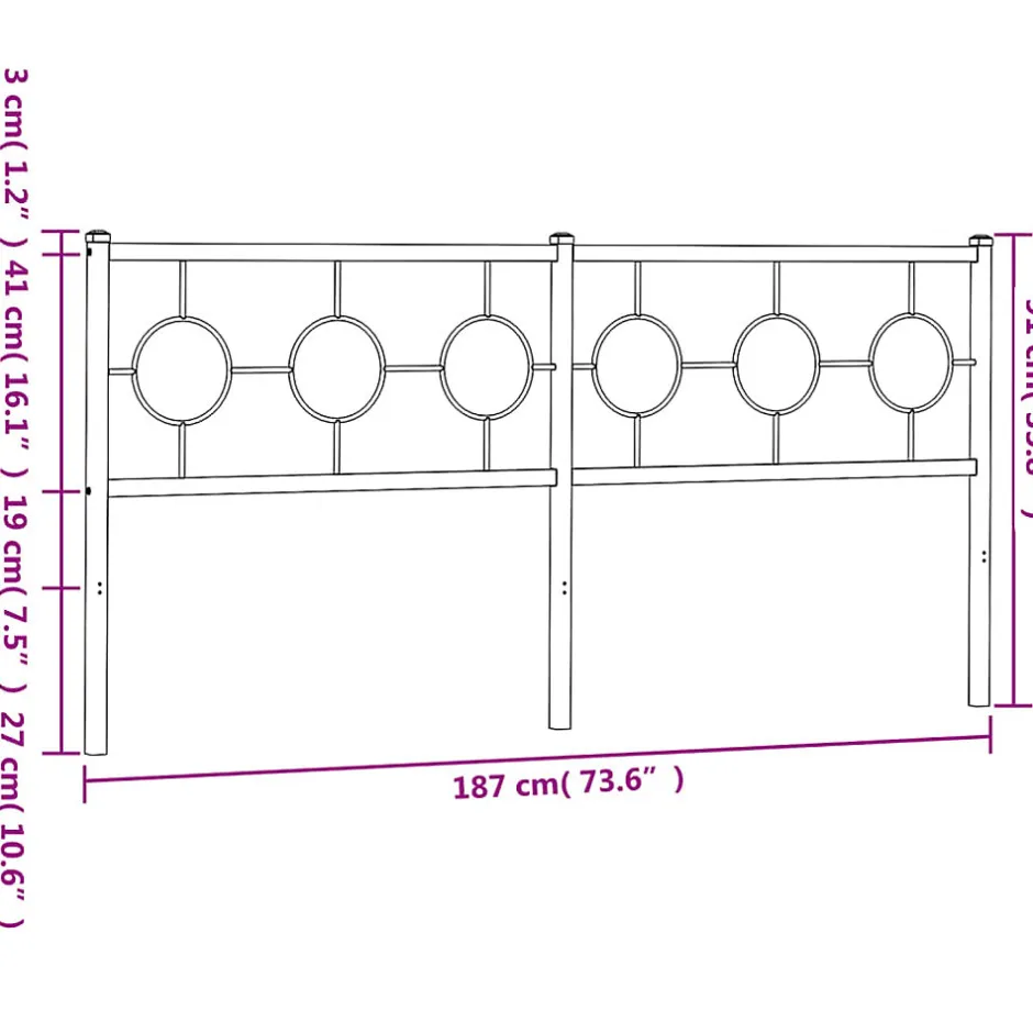 Vidaxl Tête de lit de remplacement métal blanc 180 cm