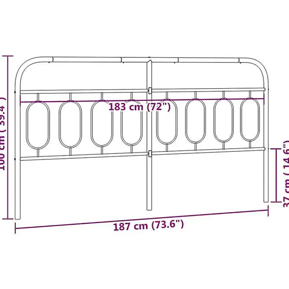Vidaxl Tête de lit de remplacement métal noir 183 cm Online