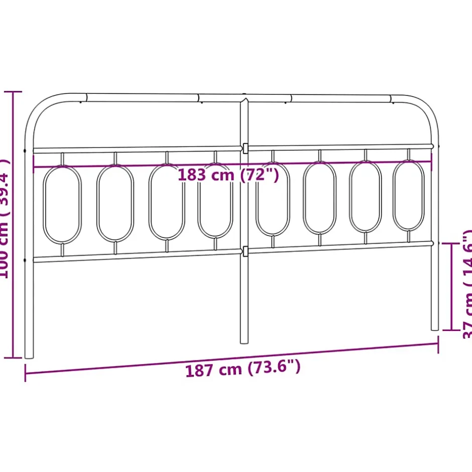Vidaxl Tête de lit de remplacement métal noir 183 cm Online